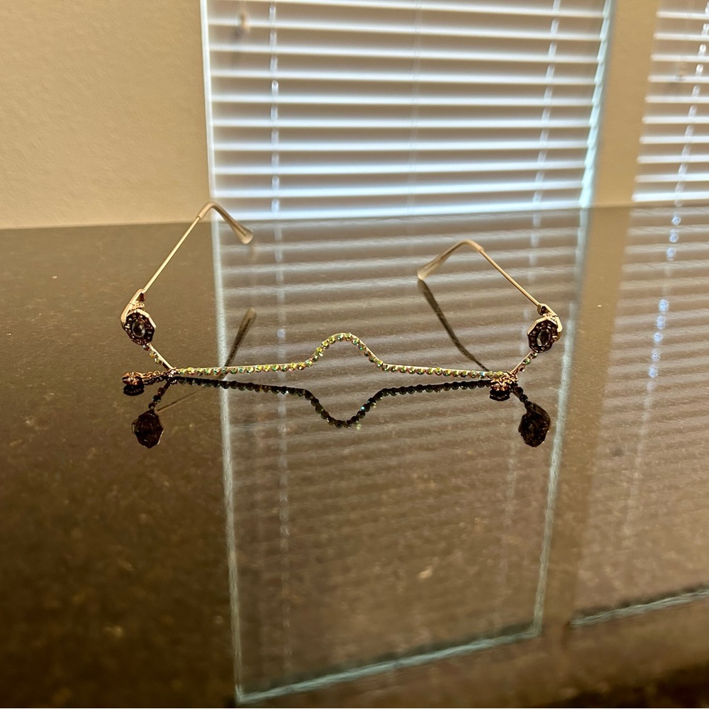 New Rhinestone Wire Frame Glasses - Picture 2 of 5